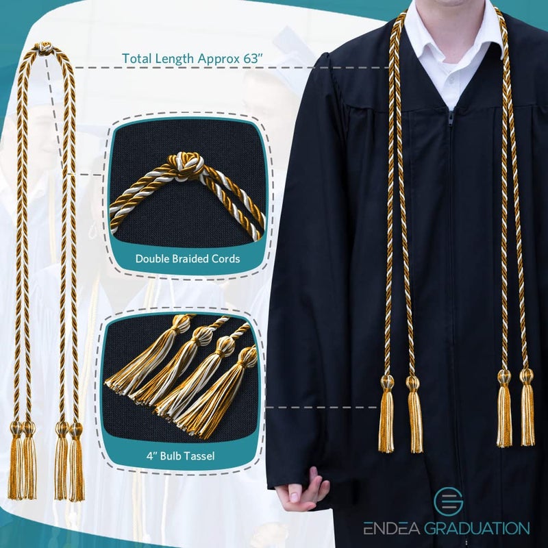 Endea Graduation Double Honor Cord Two-Color (Gold/White) - Image 3